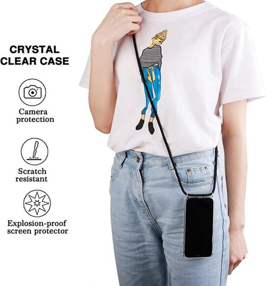 Samsung Galaxy A42 Hoesjes – Transparante Backcover Met Koord – Schokbestendig – Doorzichtig – Transparant