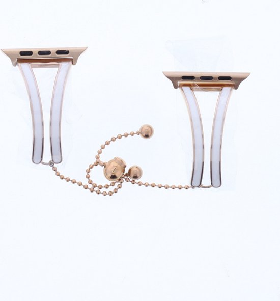 Bracelet / band Geschikt voor: iWatch 38 mm 40 mm 42 mm 44 mm Meisjes Unieke sieradenstijl Klassieke manchetarmband Roestvrij stalen polsband Bangle Chain Geschikt voor: Apple Watch-serie 9 8 7 6 5 4 3 2 1 - Wit