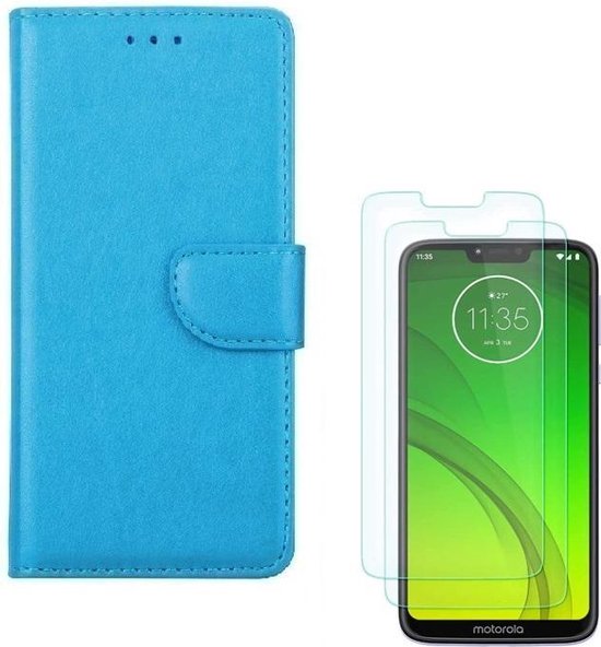 Motorola Moto G7 Power Hoesjes – Portemonnee Backcover – Pasjeshouder – 2x Screenprotector – Turquoise-Ilumina Benelux