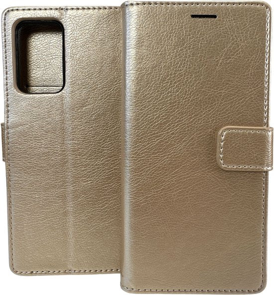 Oppo Reno 7 5G Hoesjes – Portemonnee Bookcase – Pasjeshouder – 2 Pack Screenprotector Gehard Glas – Goud-Ilumina Benelux