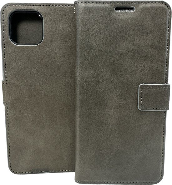 Oppo A73 5G/A53 5G Hoesjes – Portemonnee Bookcase – Magneetsluiting – 2x Gehard Glas Screenprotector – Grijs-Ilumina Benelux