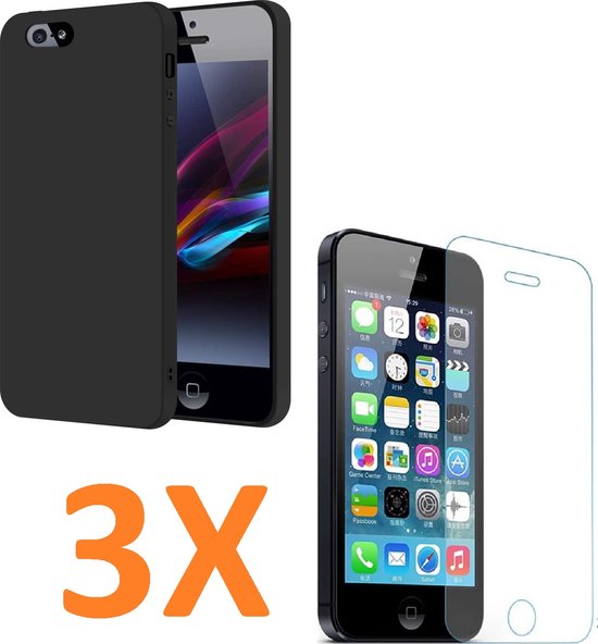 iPhone 5C Hoesjes – Soft TPU Siliconen Backcover – Inclusief 3x Screenprotector – Zwart-Ilumina Benelux