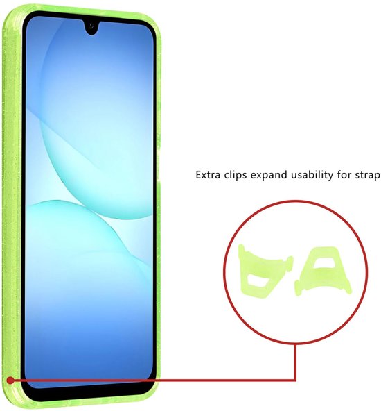 Samsung Galaxy A17 5G & A26 Hoesjes – MagSafe Backcover – Transparant Glitter – Krasbestendig – Slank – Groen-Ilumina Benelux
