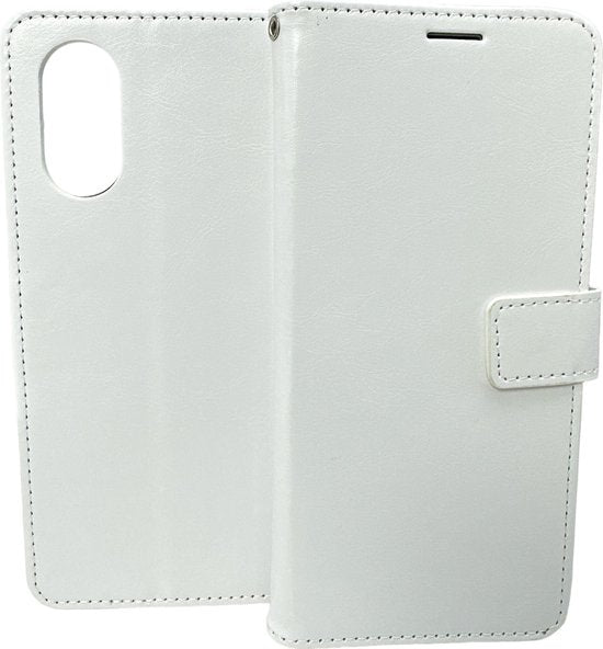 Oppo A17 Hoesjes – Portemonnee Bookcase – Pasjeshouder – Inclusief Screenprotector – Wit-Ilumina Benelux