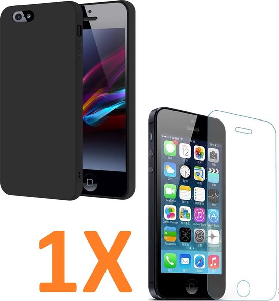 iPhone 5C Hoesjes – Soft TPU Siliconen Backcover – Inclusief Screenprotector – Schokbestendig – Zwart-Ilumina Benelux