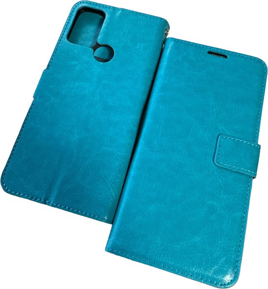 Motorola Moto G60s Hoesjes – Portemonnee Book Case – Pasjeshouder – Magneetsluiting – Turquoise-Ilumina Benelux