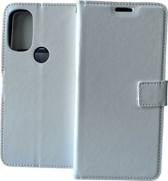 Motorola Moto E20/E30/E40 Hoesjes – Portemonnee Book Case – Pasjeshouder – 2x Screenprotector – Wit-Ilumina Benelux