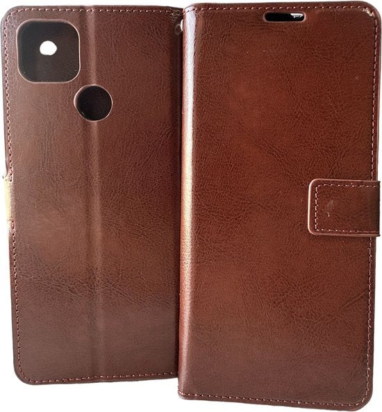 Xiaomi Redmi 9C Hoesjes – Bookcase Portemonnee Hoes – Pasjeshouder – Magneetsluiting – Bruin-Ilumina Benelux