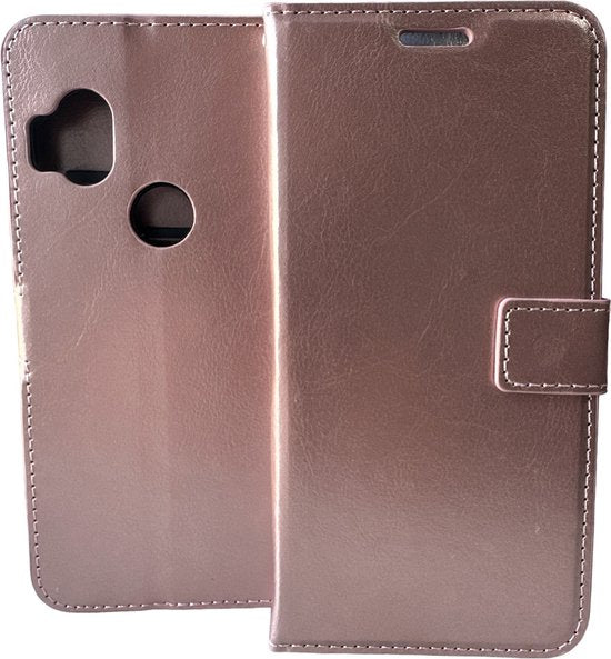 Motorola One Action Hoesjes – Portemonnee Book Case – Pasjeshouder – 2x Screenprotector – Roségoud-Ilumina Benelux