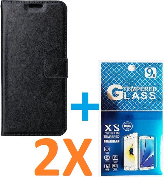 Motorola Moto G42 Hoesjes – Portemonnee Book Case – Magneetsluiting – 2x Screenprotector – Zwart-Ilumina Benelux