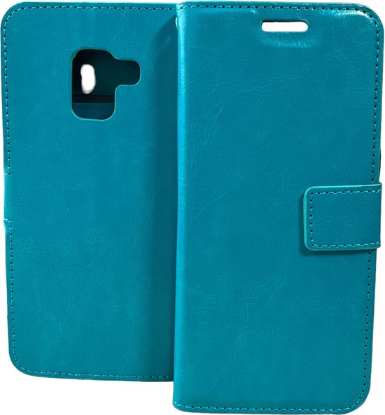 Samsung Galaxy A8 2018 Hoesjes – Portemonnee Hoes – 2 Pack Screenprotector – Turquoise-Ilumina Benelux