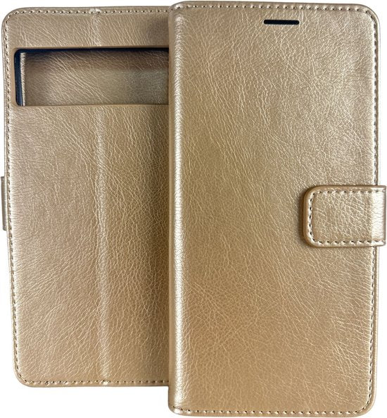 Google Pixel 6 Hoesjes – Portemonnee Book Case – Pasjeshouder – Magneetsluiting – Goud-Ilumina Benelux
