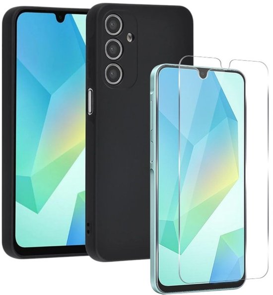 Soft Back Cover Hoesje Geschikt voor: Samsung Galaxy A26 / Galaxy A17 (5G) Silicone Zwart + 3x Screenprotector