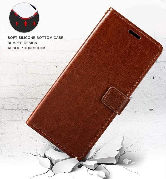 Motorola Moto G100 Hoesjes – Bookcase Portemonnee Hoes – Pasjeshouder – 1x Screenprotector – Bruin-Ilumina Benelux