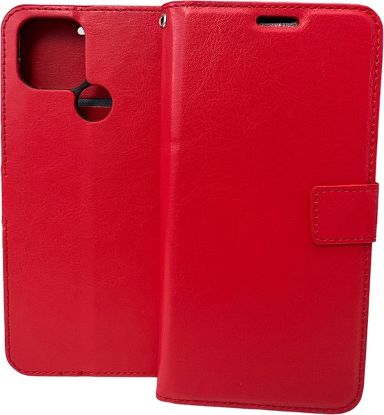 Oppo A15 Hoesjes – Bookcase Portemonnee Hoes – Pasjeshouder – Magneetsluiting – Rood-Ilumina Benelux