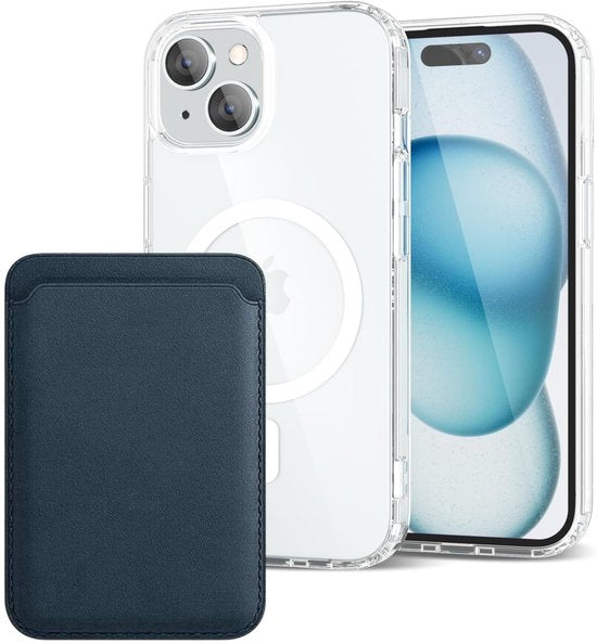iPhone 15 Plus Hoesjes – Anti-Shock Backcover – MagSafe – Magnetische Pasjeshouder – GroenBlauw-Ilumina Benelux