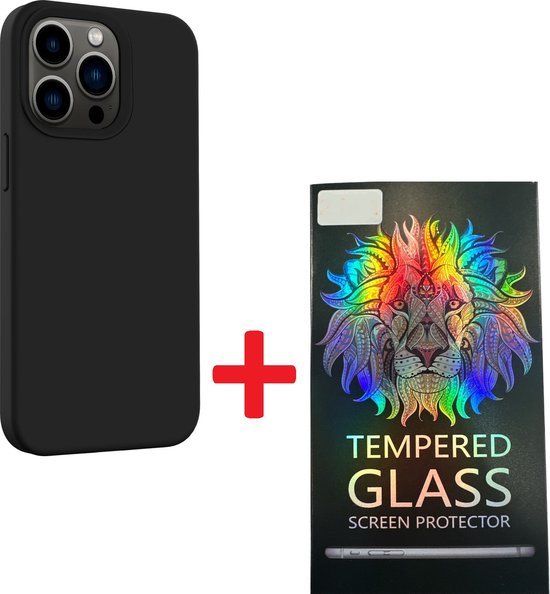 iPhone 15 Hoesjes – Liquid Siliconen Backcover – Inclusief Screenprotector – Schokbestendig – Zwart-Ilumina Benelux