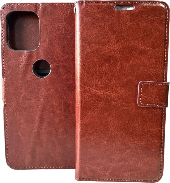 Motorola Moto G100 Hoesjes – Portemonnee Bookcase – Pasjeshouder – 2x Screenprotector – Bruin-Ilumina Benelux