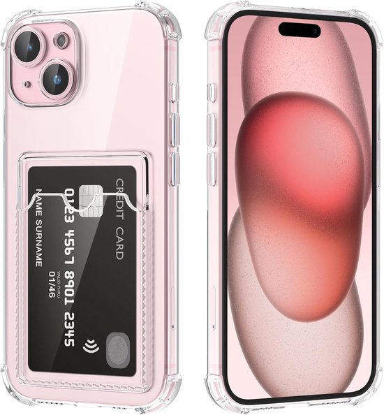 iPhone 15 Plus Hoesjes – TPU Backcover – Schokbestendig – Pasjeshouder – Transparant-Ilumina Benelux
