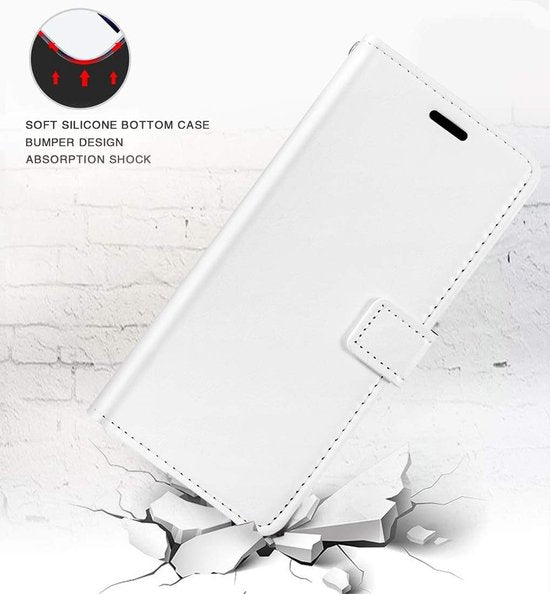 Oppo A76 Hoesjes – Portemonnee Book Case – Pasjeshouder – Magneetsluiting – Wit-Ilumina Benelux