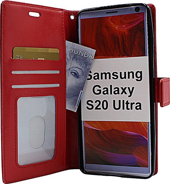Samsung Galaxy S20 Ultra 5G Hoesjes – Portemonnee Hoes – Pasjeshouder – Magneetsluiting – Rood-Ilumina Benelux