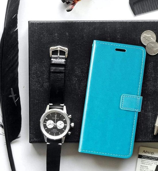 Motorola Moto E7i Power Hoesjes – Portemonnee Hoes – Pasjeshouder – Inclusief Screenprotector – Turquoise-Ilumina Benelux
