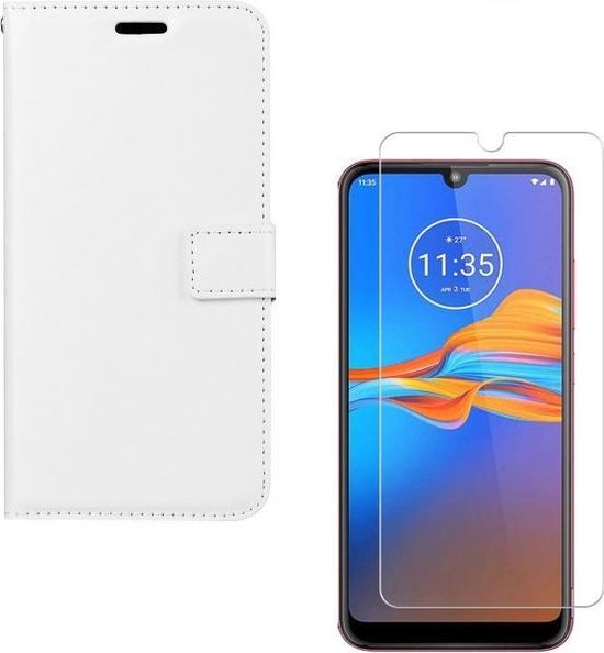 Samsung Galaxy A21 Hoesjes – Portemonnee Hoes – Pasjeshouder – 2x Gehard Glas Screenprotector – Wit-Ilumina Benelux