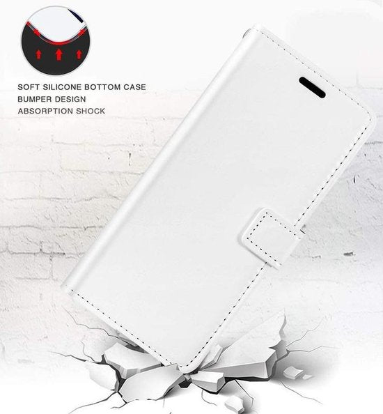 Motorola Moto G60s Hoesjes – Portemonnee Hoes – Pasjeshouder – Inclusief Screenprotector – Wit-Ilumina Benelux