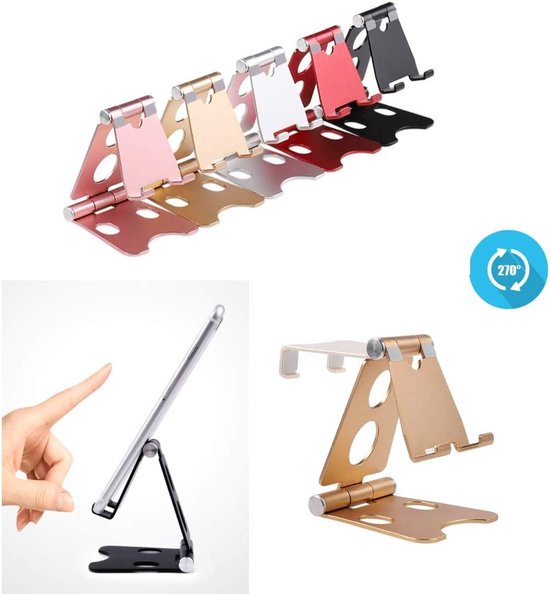 Telefoonhouder bureau – Verstelbare tafelstandaard – Geschikt voor tablet/iPhone/iPad/Samsung – Antislip – Rood-Ilumina Benelux