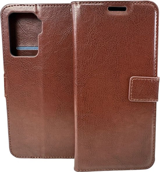 Oppo Reno 5Z Hoesjes – Portemonnee Book Case – Pasjeshouder – 2x Screenprotector Gehard Glas – Bruin-Ilumina Benelux