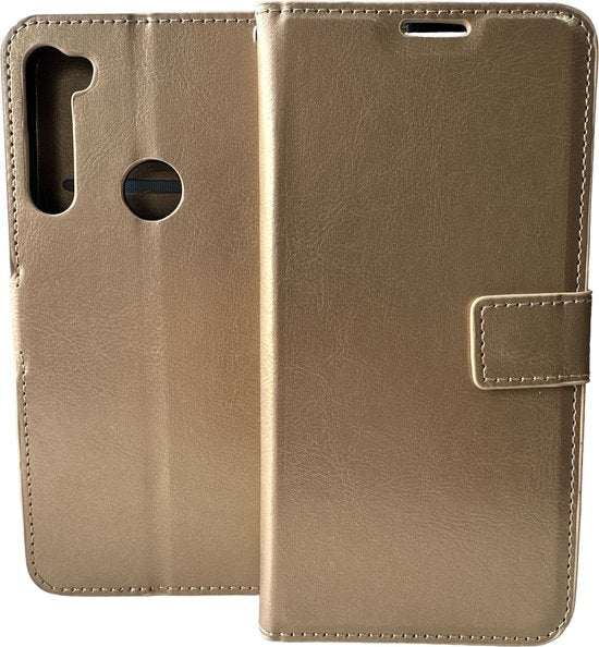 Motorola Moto G Pro 2020 Hoesjes – Portemonnee Book Case – Pasjeshouder – Magneetsluiting – Goud-Ilumina Benelux