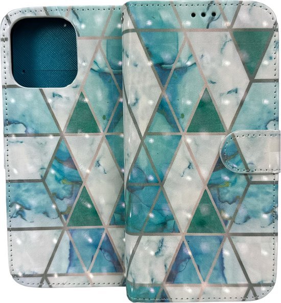 iPhone 13 Pro Max Hoesjes – Portemonnee Book Case – Pasjeshouder – Magneetsluiting – Marmer Print-Ilumina Benelux