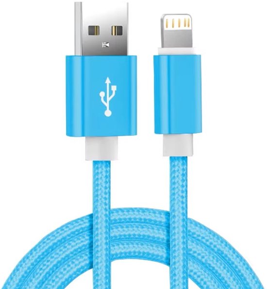 Oplaadkabel – USB-A naar Lightning kabel – Geschikt voor iPhone & iPad – 1 Meter – Blauw-USB-Kabels-Ilumina Benelux