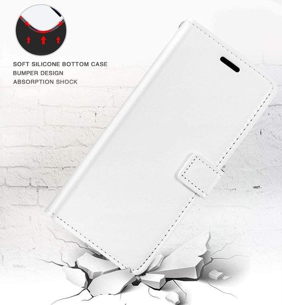 Samsung Galaxy A52/A52s Hoesjes – Portemonnee Bookcase – Pasjeshouder – 2x Gehard Glas Screenprotector – Wit-Ilumina Benelux