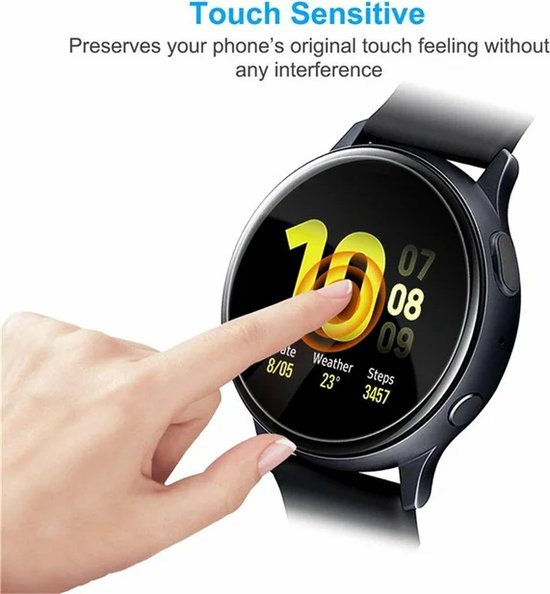 Screenprotector – Geschikt voor Samsung Watch Active 2 44mm – Gehard Glas – 9H Hardheid – Bubbelvrij – 2 Stuks-Smartwatchscreenprotector-Ilumina Benelux