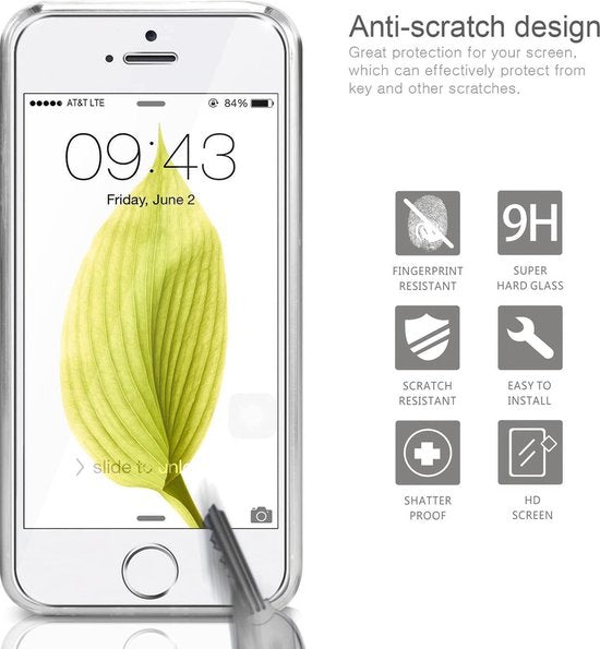 iPhone 5/5C/5S/SE Hoesjes – Transparante Soft TPU Siliconen Backcover – 2x Gehard Glas Screenprotector – Anti-kras-Ilumina Benelux