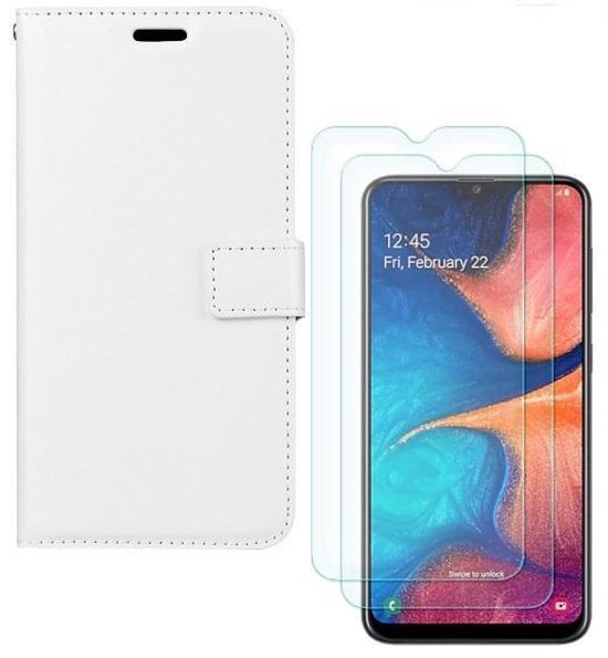 Samsung Galaxy A50/A50s/A30 Hoesjes – Bookcase Portemonnee – Magneetsluiting – 2x Gehard Glas Screenprotector – Wit-Ilumina Benelux
