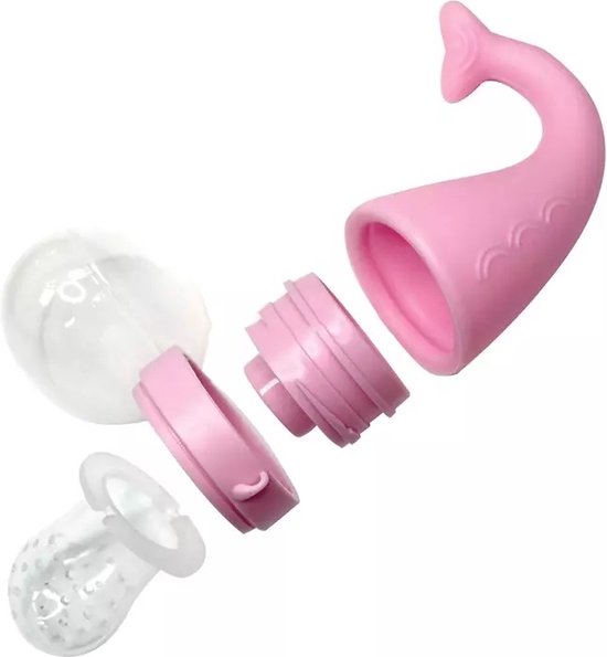 Fruitspeen baby – Siliconen fruitzuiger & bijtring – Anti verstikking – BPA-vrij – Roze-Ilumina Benelux