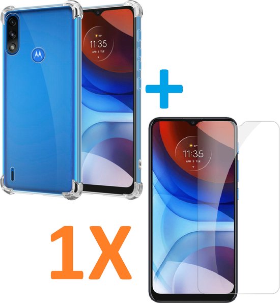 Motorola Moto E7i Power Hoesjes – Soft TPU Siliconen Backcover – Schokbestendig – Inclusief Screenprotector – Transparant-Ilumina Benelux