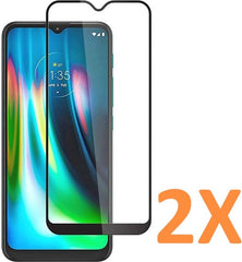 Full Cover Screenprotector - Geschikt voor Motorola Moto E7 - 9H Glas (2-Pack)
