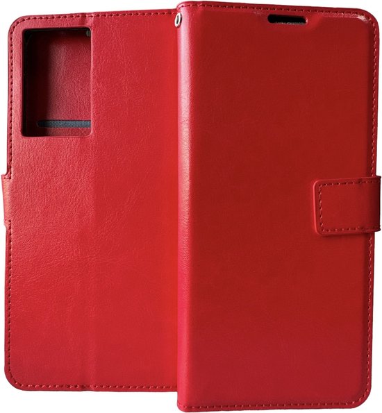 Motorola Moto G200 5G Hoesjes – Portemonnee Book Case – Pasjeshouder – Magneetsluiting – Rood-Ilumina Benelux