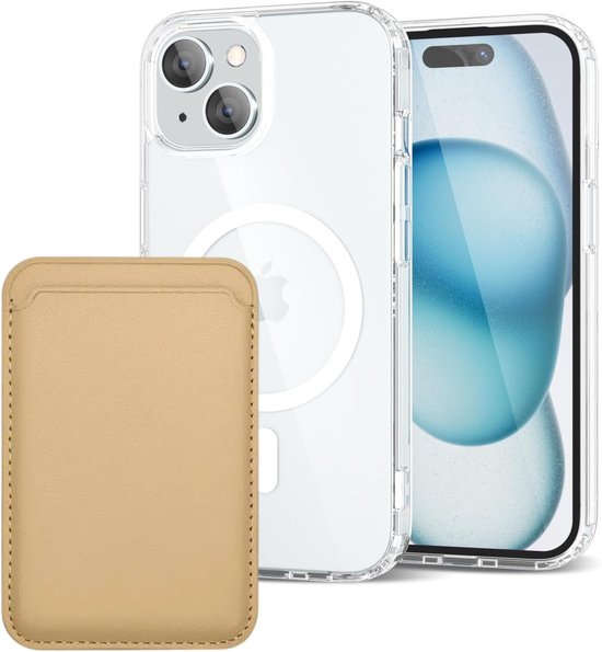 iPhone 15 Plus Hoesjes – Anti-Shock Backcover – MagSafe – Magnetische Pasjeshouder – Goud-Ilumina Benelux