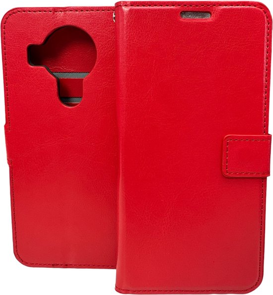 Nokia 5.4 / 3.4 Hoesjes – Bookcase Portemonnee Hoes – Magneetsluiting – 2x Screenprotector – Rood-Ilumina Benelux