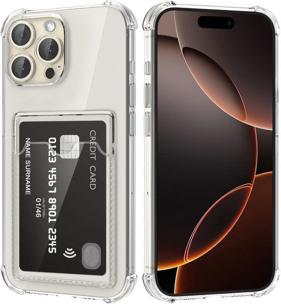 iPhone 16 Pro Max Hoesjes – TPU Backcover – Schokbestendig – Pasjeshouder – Transparant-Ilumina Benelux