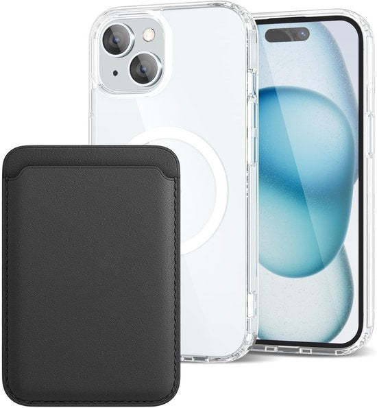 iPhone 15 Hoesjes – Anti-Shock Backcover met MagSafe – Magnetische Pasjeshouder – Schokbestendig – Zwart-Ilumina Benelux