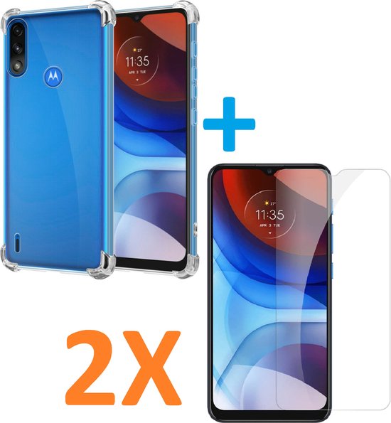 Motorola Moto E7i Power Hoesjes – Soft TPU Siliconen Backcover – Schokbestendig – Inclusief 2x Screenprotector – Transparant-Ilumina Benelux