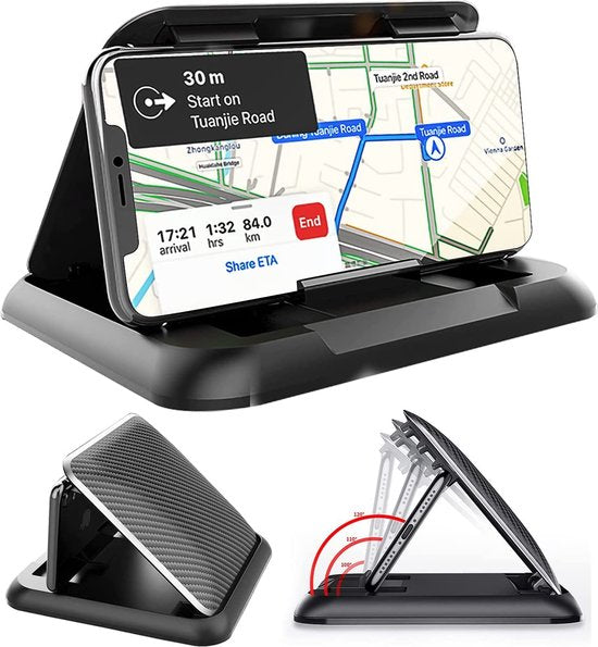 Telefoonhouder auto – Dashboard plakmontage – 360° draaibaar – Universeel voor smartphones – Zwart-Ilumina Benelux