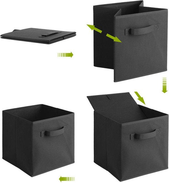 Opbergmanden kast – Opbergbox set van 4 – Voor speelgoed & kleding – Voor badkamer keuken zolder – Zwart-Opbergmanden-Ilumina Benelux