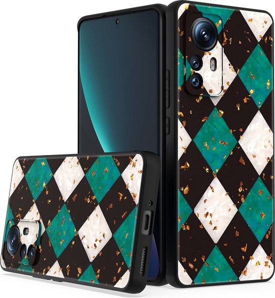 Xiaomi 12 / 12X Hoesjes – Siliconen Backcover – Marmer Print – Schokbestendig – Groen-Ilumina Benelux