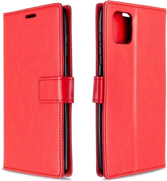 Portemonnee BookCase Hoesje + 2 Pack Screenprotector Glas Geschikt voor: Samsung Galaxy M51 - rood